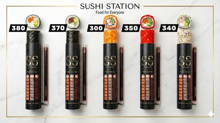 Push. Eat. Go. rolls in five tubes